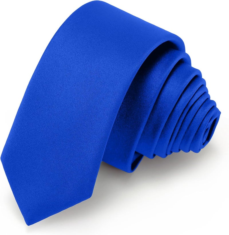 Junmaxroad Store Boys Black Tie Satin Solid Color Necktie for Teen Wedding School Graduation with Gift Box - Image 1